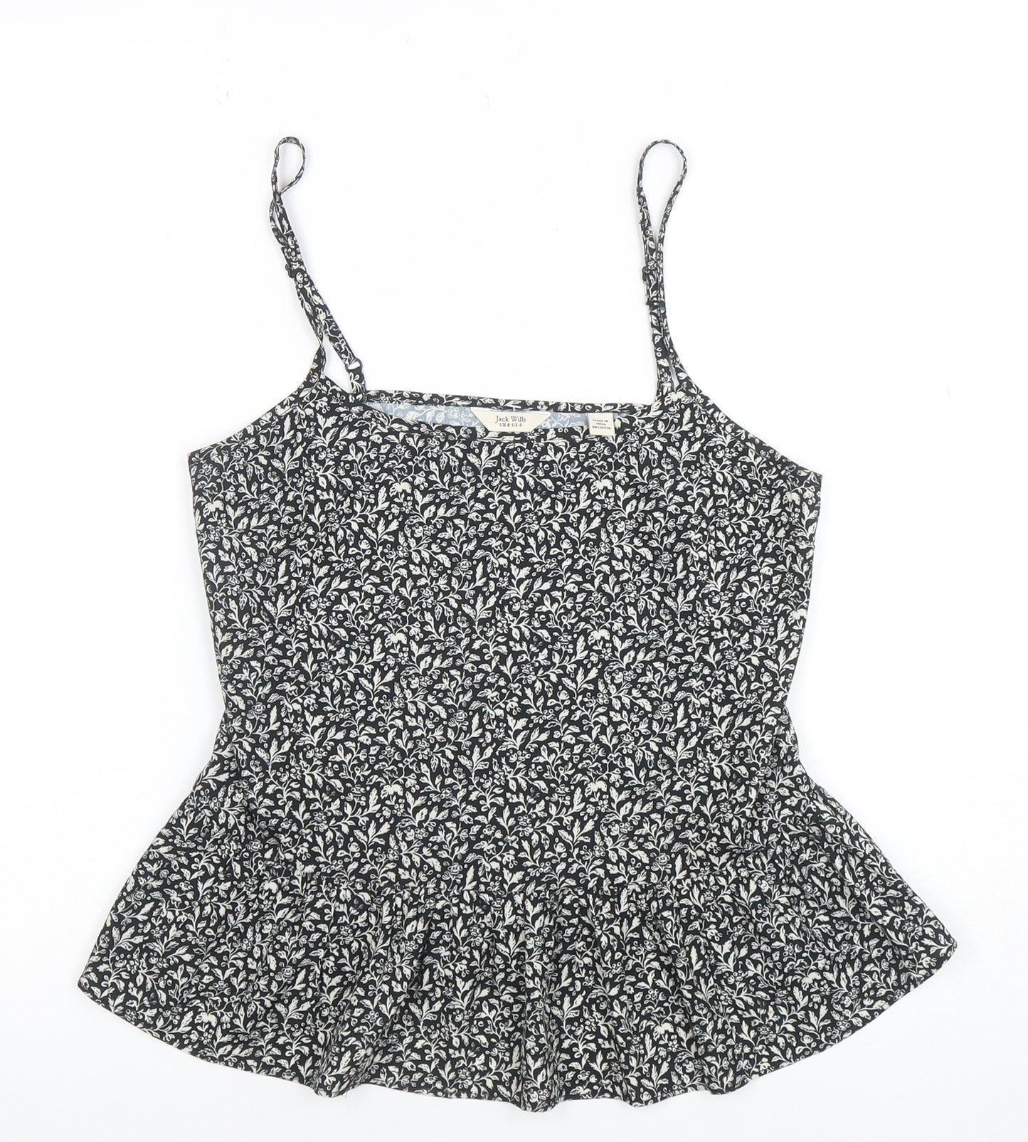 Jack Wills Womens Black Floral Camisole Tank Top Size 8