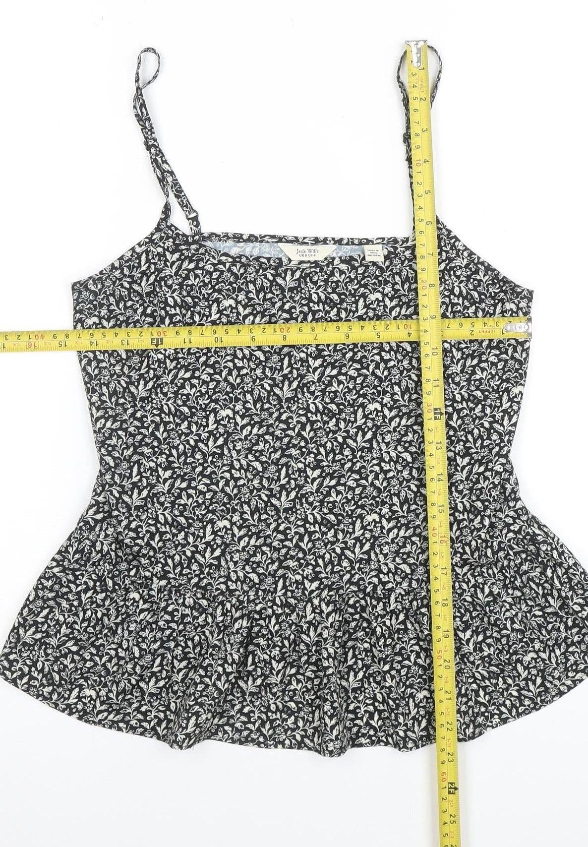 Jack Wills Womens Black Floral Camisole Tank Top Size 8