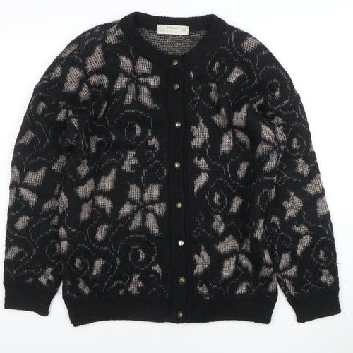 Marks and Spencer Women's Black Floral Mohair Blend Cardigan Size 12-14