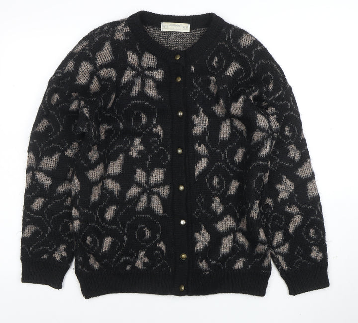 Marks and Spencer Women's Black Floral Mohair Blend Cardigan Size 12-14
