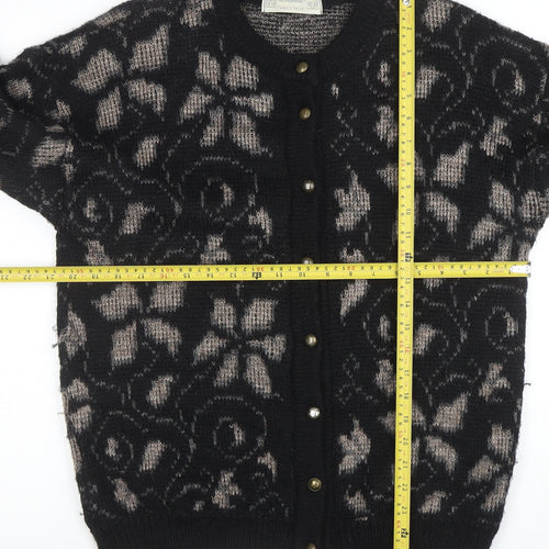 Marks and Spencer Women's Black Floral Mohair Blend Cardigan Size 12-14