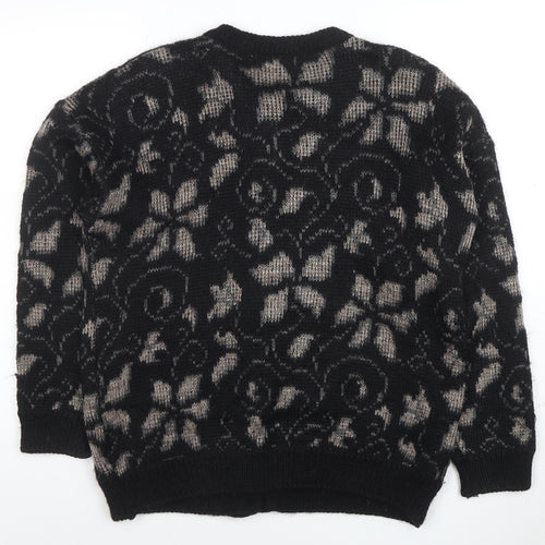 Marks and Spencer Women's Black Floral Mohair Blend Cardigan Size 12-14