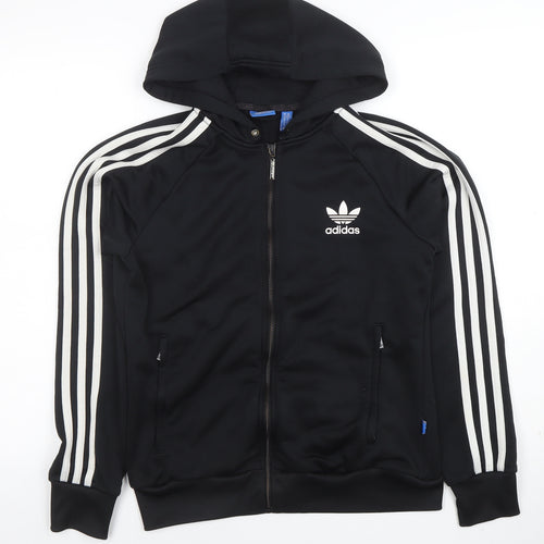 Adidas Womens Black Size 14 Full Zip Hoodie with Stripes