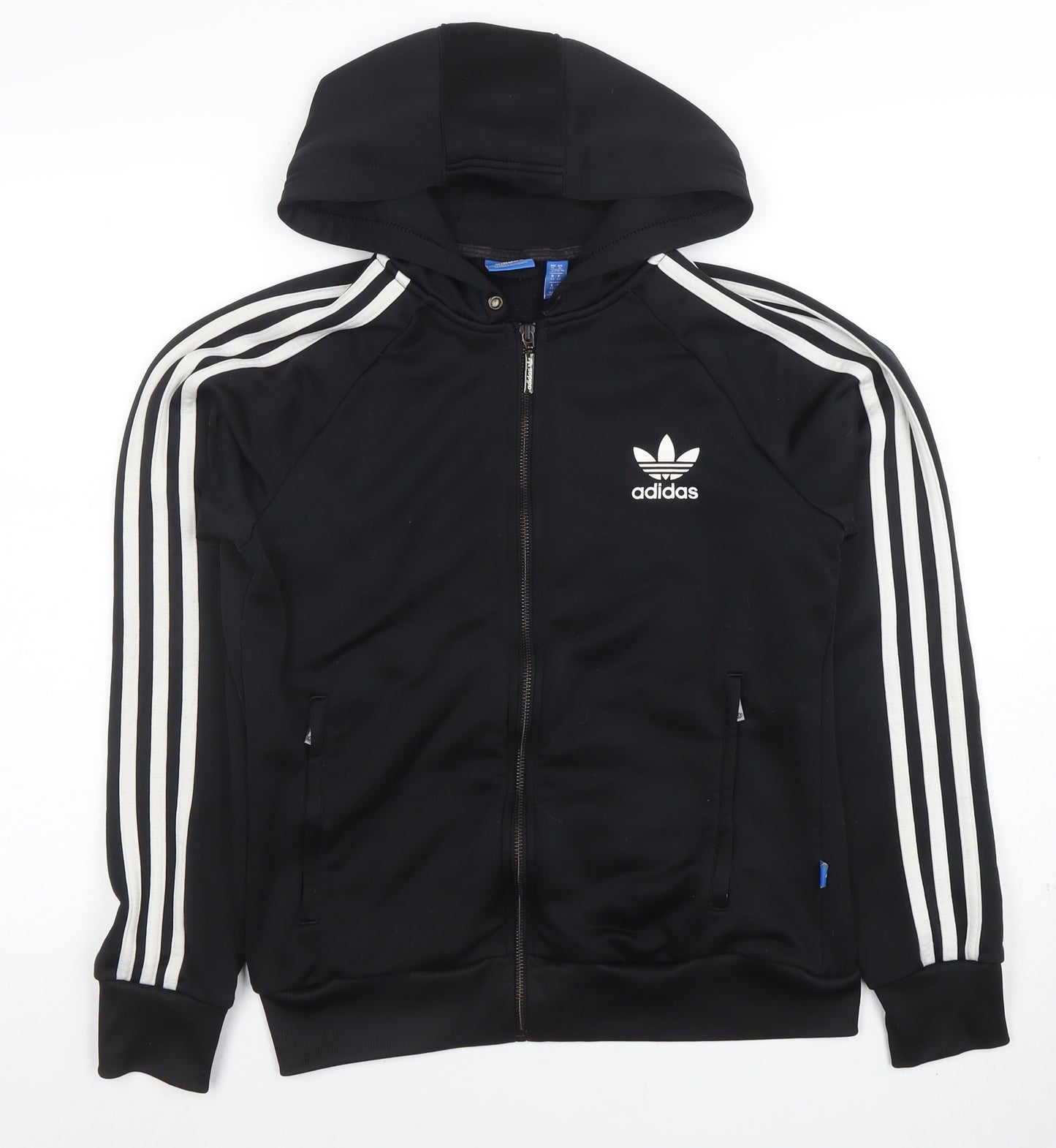 Adidas Womens Black Size 14 Full Zip Hoodie with Stripes