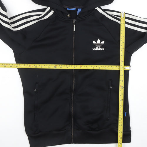 Adidas Womens Black Size 14 Full Zip Hoodie with Stripes