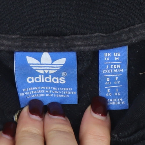 Adidas Womens Black Size 14 Full Zip Hoodie with Stripes