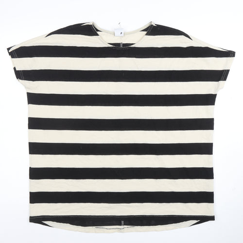 Vero Moda Women’s Black Stripe L Short Sleeve Cotton T-Shirt