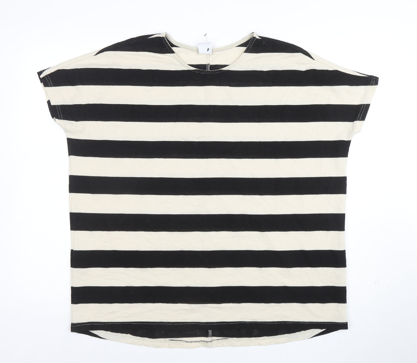 Vero Moda Women’s Black Stripe L Short Sleeve Cotton T-Shirt