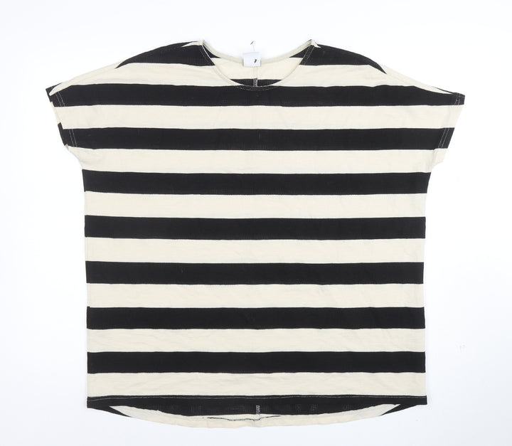 Vero Moda Women’s Black Stripe L Short Sleeve Cotton T-Shirt