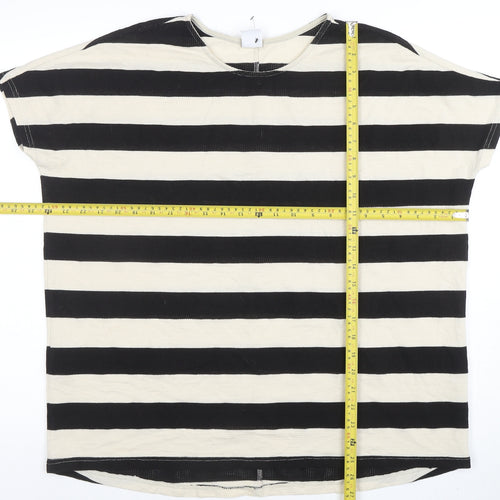 Vero Moda Women’s Black Stripe L Short Sleeve Cotton T-Shirt