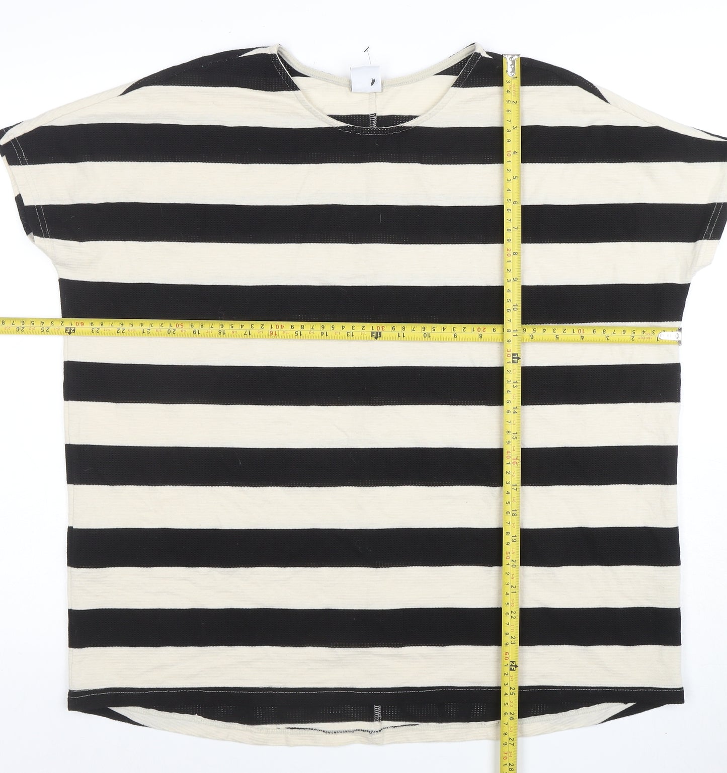 Vero Moda Women’s Black Stripe L Short Sleeve Cotton T-Shirt