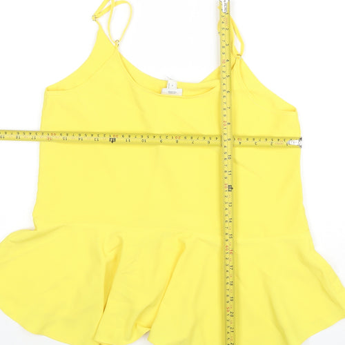 River Island Women’s Yellow Camisole Peplum Tank Top Size 8