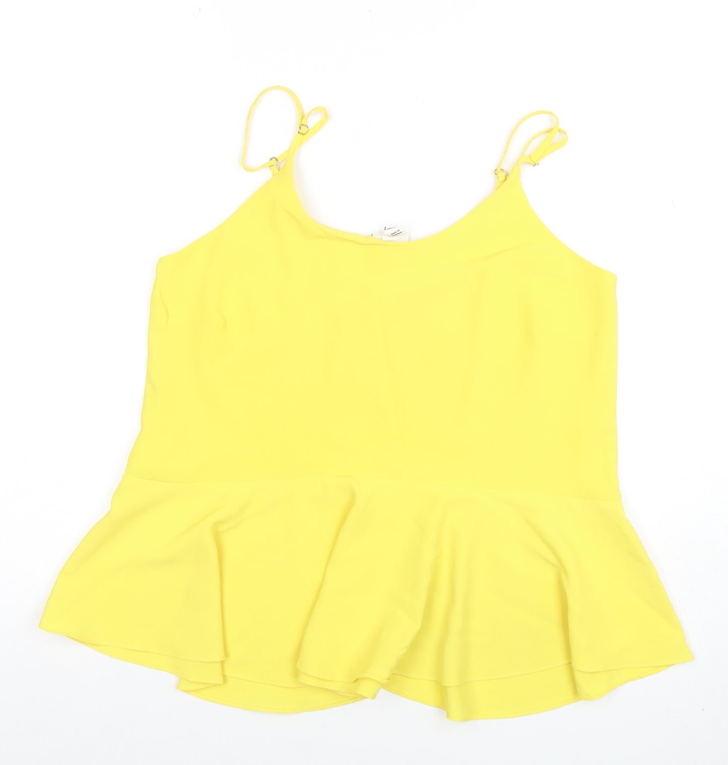 River Island Women’s Yellow Camisole Peplum Tank Top Size 8