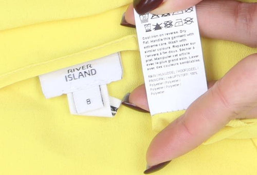 River Island Women’s Yellow Camisole Peplum Tank Top Size 8