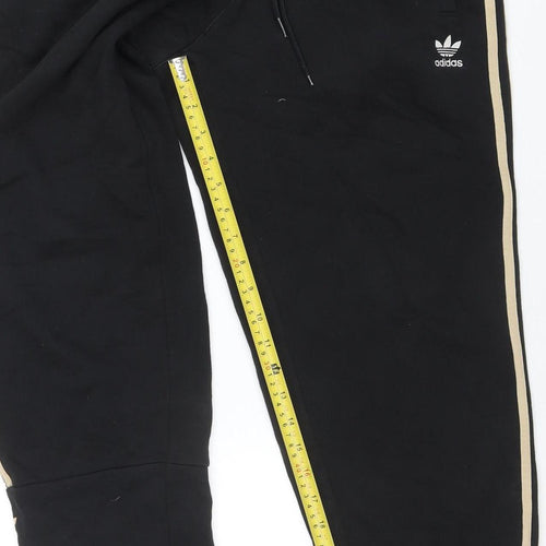 Adidas Men's Black Jogger Trousers Size M Elastic Waist with Side Stripes