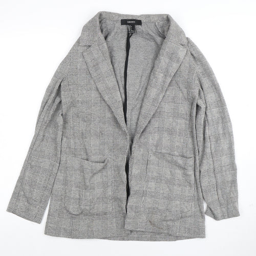 Forever 21 Women Grey Check Blazer Jacket Size S Classic Fit
