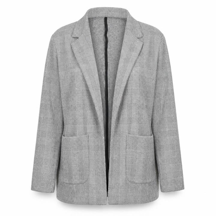 Forever 21 Women Grey Check Blazer Jacket Size S Classic Fit