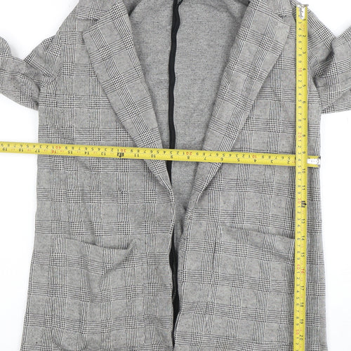 Forever 21 Women Grey Check Blazer Jacket Size S Classic Fit