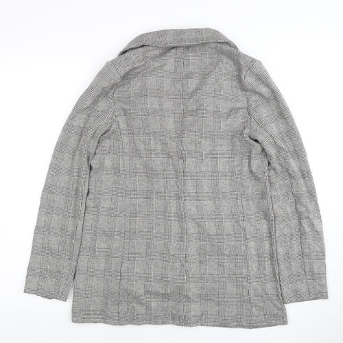Forever 21 Women Grey Check Blazer Jacket Size S Classic Fit