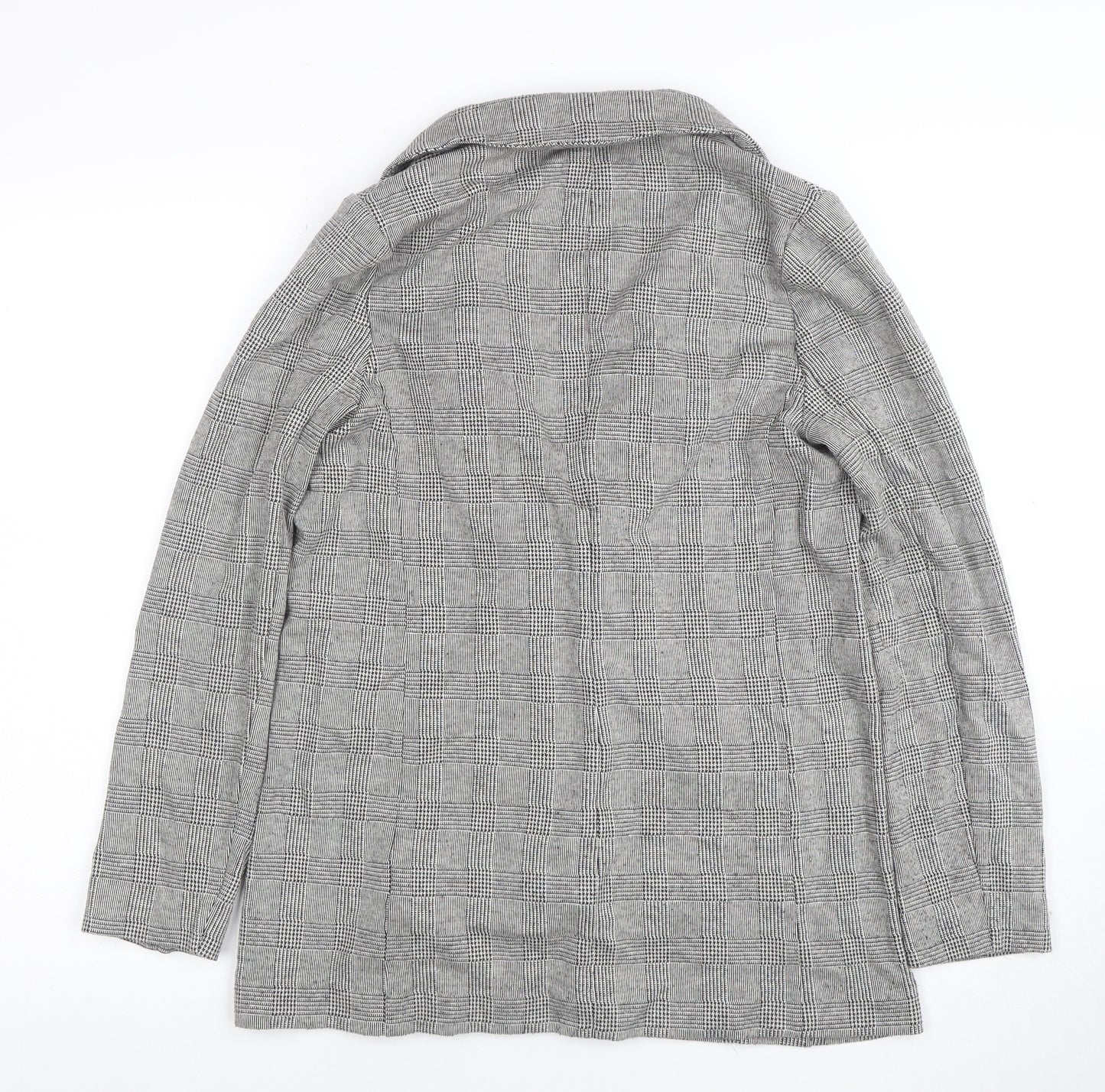 Forever 21 Women Grey Check Blazer Jacket Size S Classic Fit