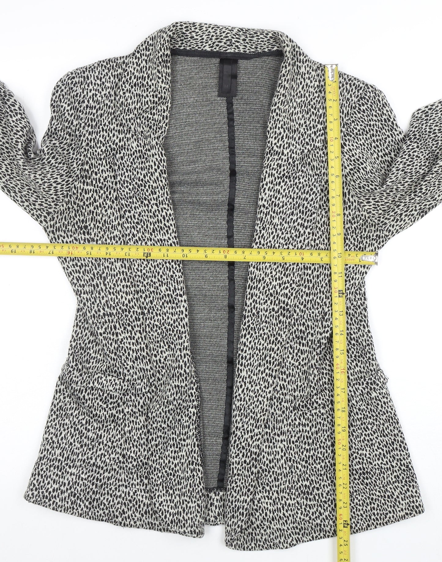 Next Womens Black Animal Print Blazer Jacket Size 14 Regular