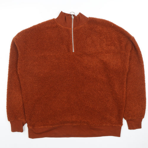 New Look Women's Brown 1/2 Zip Fleece Sweatshirt Size 8