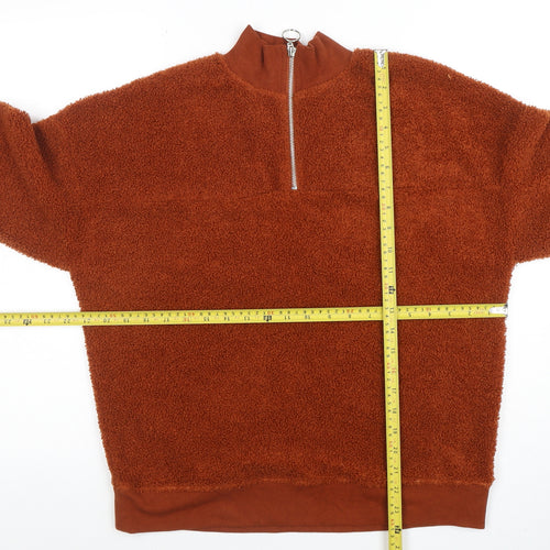 New Look Women's Brown 1/2 Zip Fleece Sweatshirt Size 8