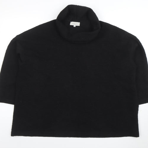 Sahara Women Black Roll Neck 3/4 Sleeve Relaxed Tunic Blouse S