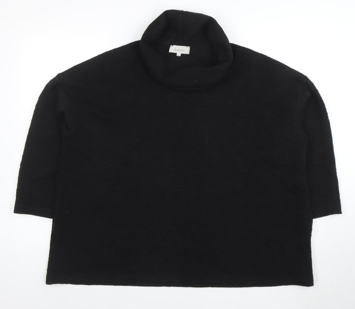 Sahara Women Black Roll Neck 3/4 Sleeve Relaxed Tunic Blouse S
