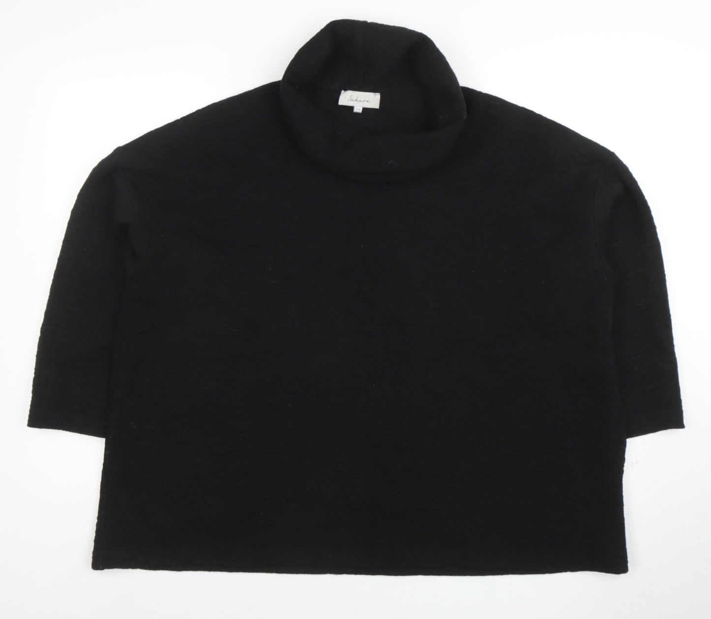 Sahara Women Black Roll Neck 3/4 Sleeve Relaxed Tunic Blouse S
