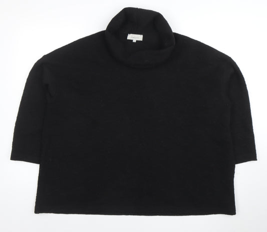 Sahara Women Black Roll Neck 3/4 Sleeve Relaxed Tunic Blouse S