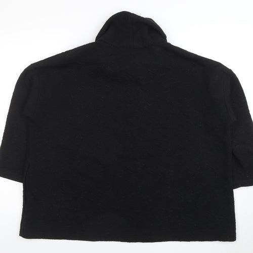 Sahara Women Black Roll Neck 3/4 Sleeve Relaxed Tunic Blouse S