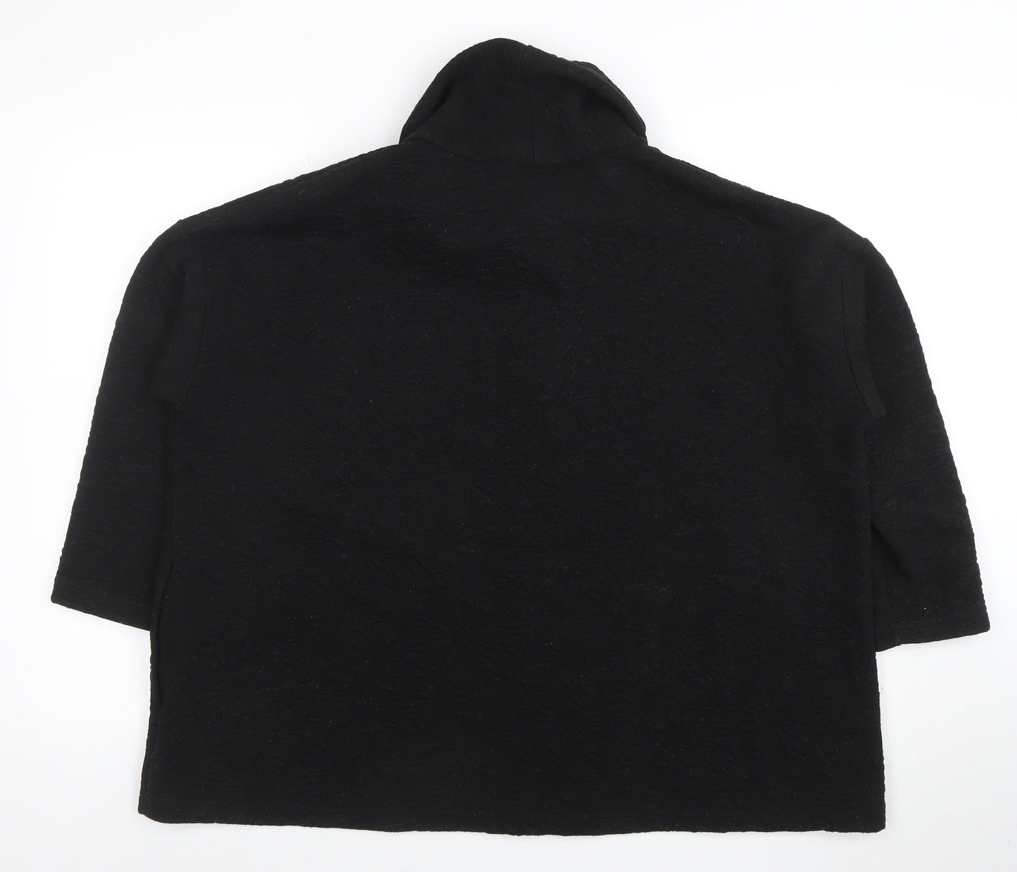 Sahara Women Black Roll Neck 3/4 Sleeve Relaxed Tunic Blouse S