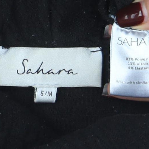 Sahara Women Black Roll Neck 3/4 Sleeve Relaxed Tunic Blouse S