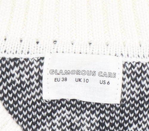 Glamorous Care Women's Black & White V-Neck Sleeveless Knit Vest UK 10