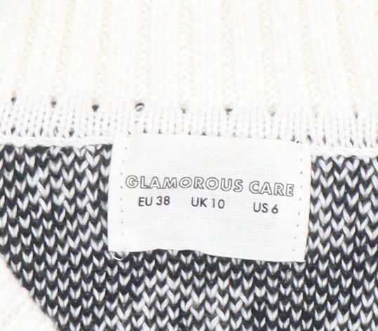 Glamorous Care Women's Black & White V-Neck Sleeveless Knit Vest UK 10