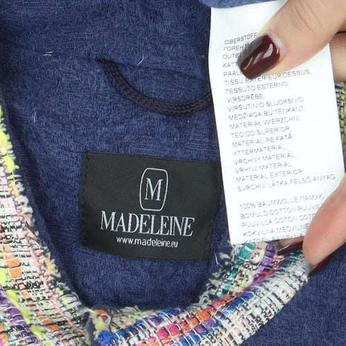 Madeleine Women Blue Cotton Blend Classic Tweed Blazer M