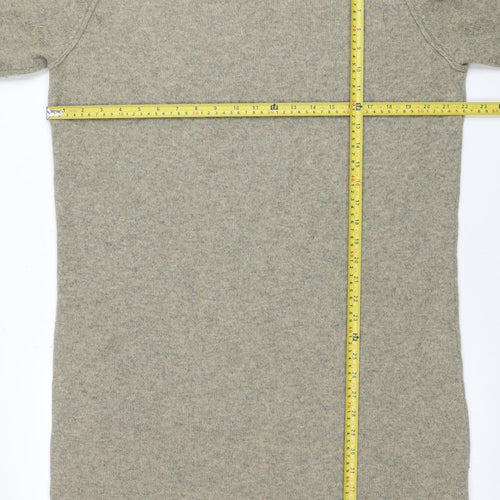 Uniqlo Women Beige Wool Knit Sweater Dress M 3/4 Sleeve Crew Neck