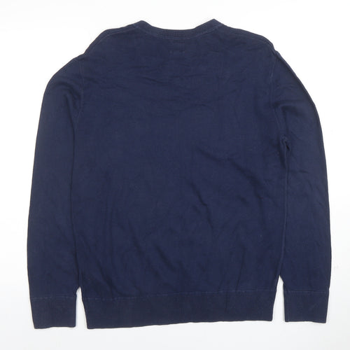 GAP Men's Blue V-Neck Cotton Pullover Jumper Size S