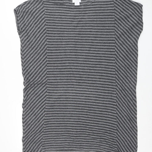 Kenar Women’s Grey Striped Sleeveless Cotton Tunic Blouse M