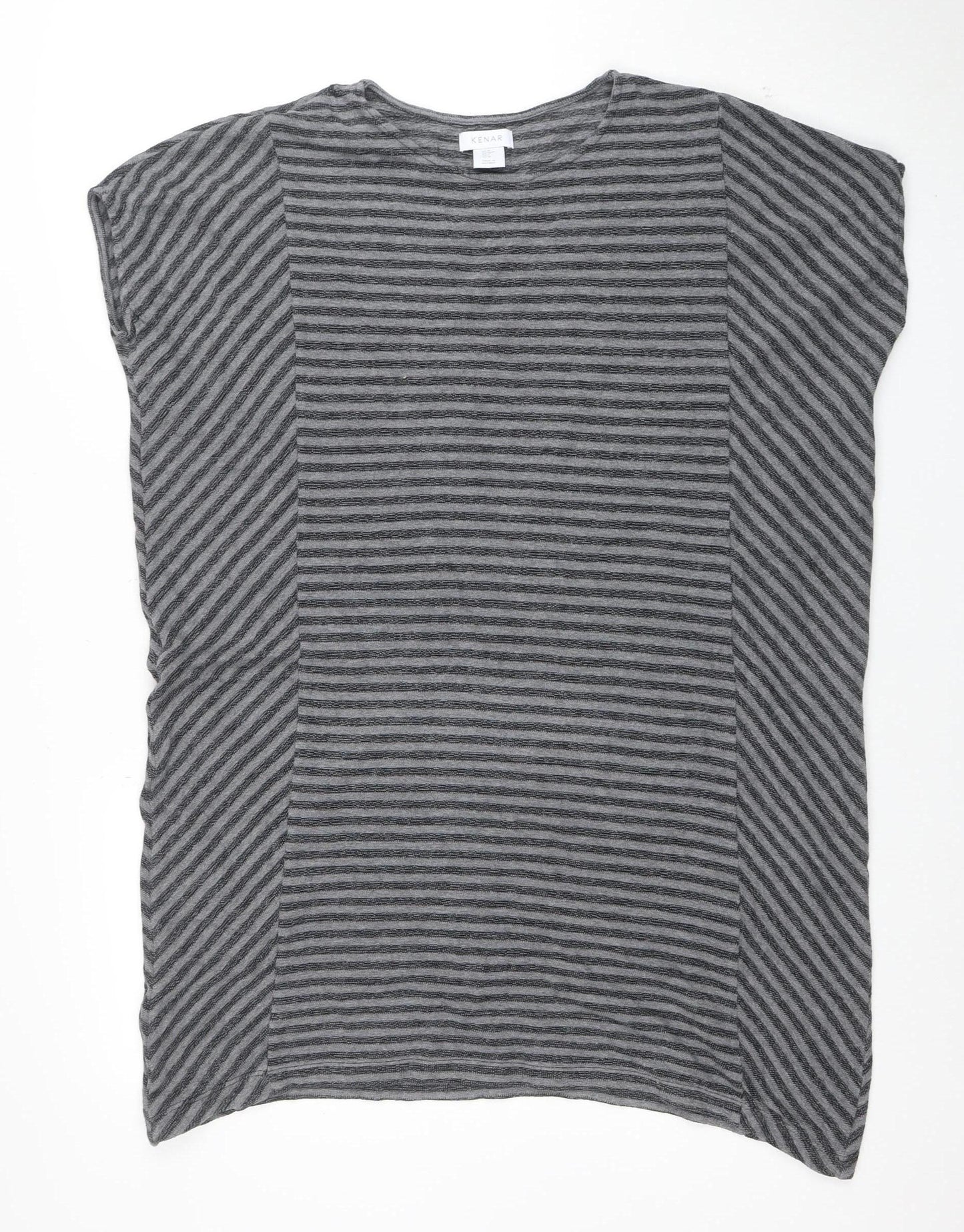 Kenar Women’s Grey Striped Sleeveless Cotton Tunic Blouse M