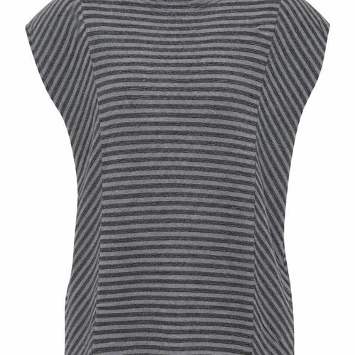 Kenar Women’s Grey Striped Sleeveless Cotton Tunic Blouse M