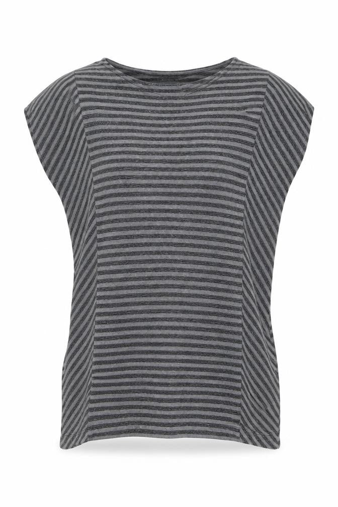 Kenar Women’s Grey Striped Sleeveless Cotton Tunic Blouse M