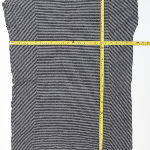 Kenar Women’s Grey Striped Sleeveless Cotton Tunic Blouse M