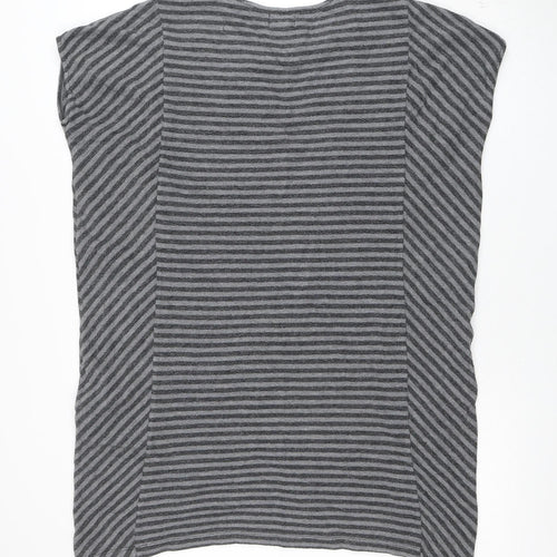 Kenar Women’s Grey Striped Sleeveless Cotton Tunic Blouse M