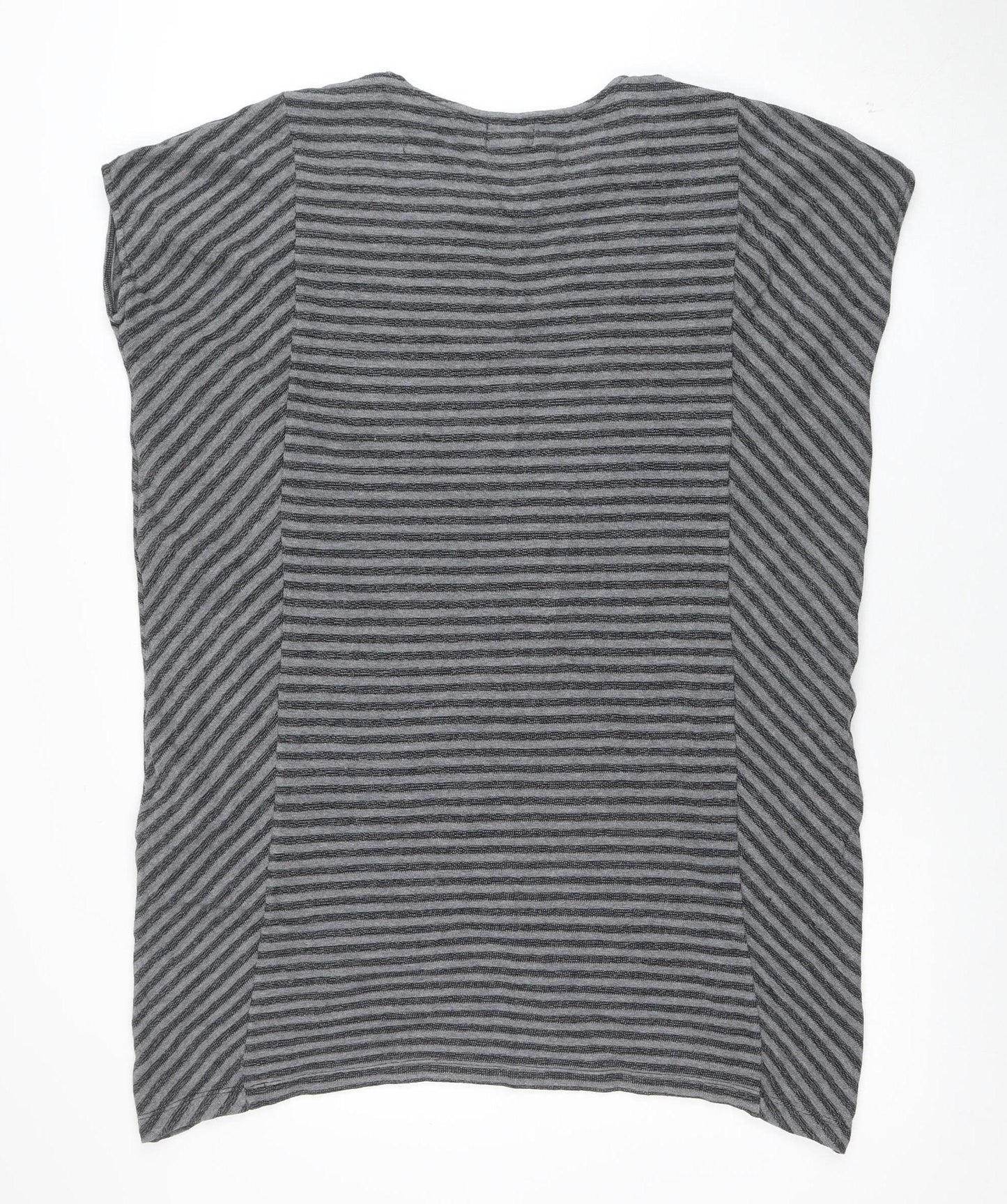 Kenar Women’s Grey Striped Sleeveless Cotton Tunic Blouse M