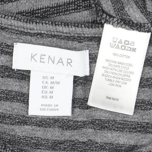 Kenar Women’s Grey Striped Sleeveless Cotton Tunic Blouse M