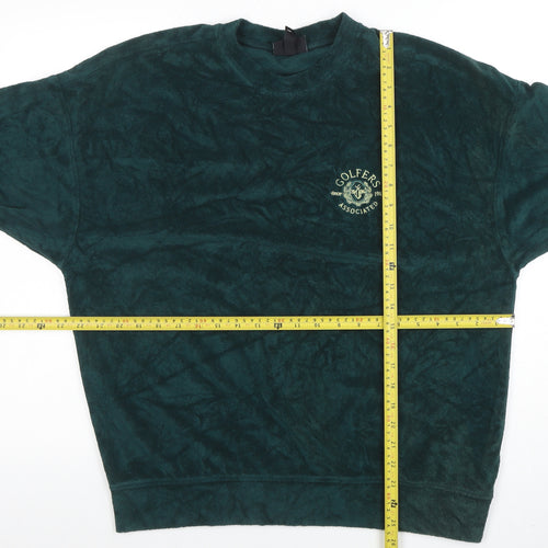 H&M Women’s Green Oversized Fit Velour Sweatshirt Size L - Golfers Print