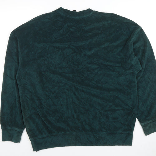 H&M Women’s Green Oversized Fit Velour Sweatshirt Size L - Golfers Print