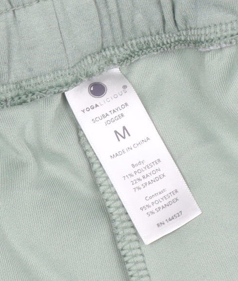 Yogalicious Women's Green Scuba Taylor Jogger Trousers Size M